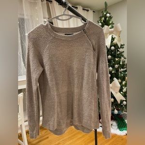 A&F Chic Taupe Pullover with Asymmetrical Zipper Detail